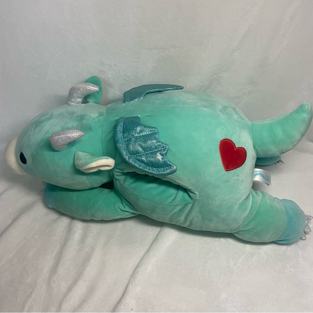 Squishmallow Miles the Hug a Pet Dragon 22" Hugmallow Rare HTF Plush Heart Patch